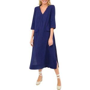 Tuckernuck Pomander Place Navy Carolina Caftan Midi Dress Womens Size Large
